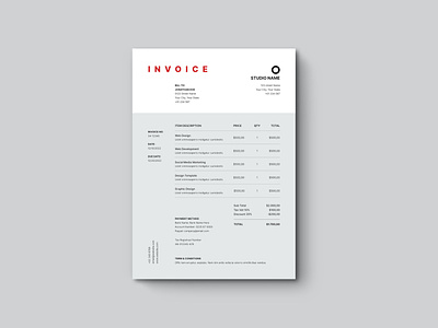 Minimalist Invoice Template accounting bill illustrator indesign invoice invoice template invoices layout design receipt template