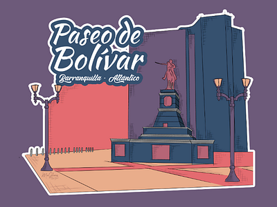 Paseo de Bolívar - Ilustración. arquitectura art digital arte digital barranquilla colombia design desing graphic diseño gráfico edificio illustrator ilustración