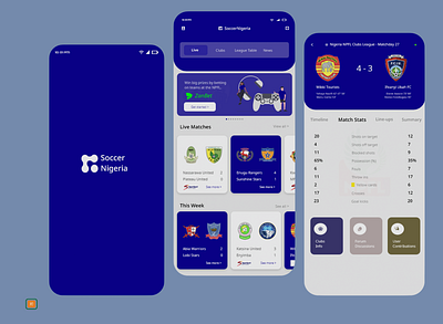 SoccerNigeria App - Updates from matches of Nigerian clubs. app branding design flat illustration minimal ui ux