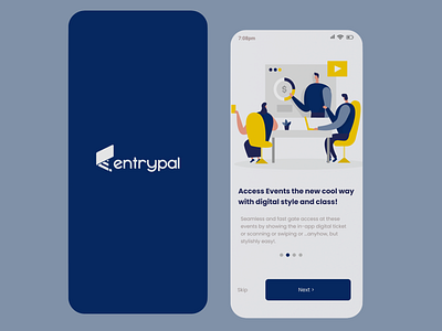 Intro (Entrypal App) - ticketing and event access app UI/UX. app branding design flat illustration minimal ui ux
