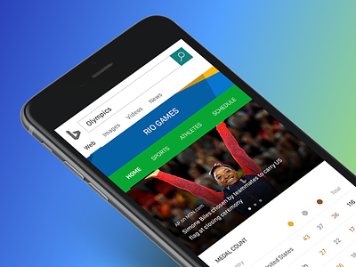 Bing Rio Games Experience 2016 mobile olympics rio games simone biles team usa ui user experience