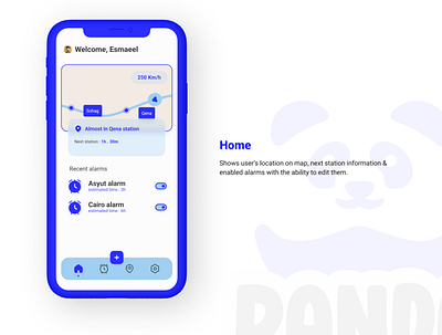 PANDAZZZ | Location-Based Alarm adobe illustrator adobe photoshop alarm app branding design figma graphic graphicdesign illustration logo mobile panda research test travel ui ui ux usability user