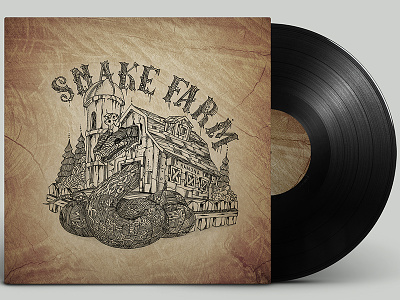Snake Farm Album Cover album art cover drawing pen snake typography wood