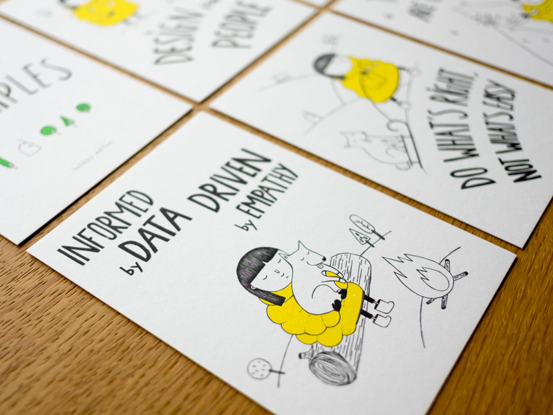Booking.com Design Principles - Holiday Cards lithography principles design illustration