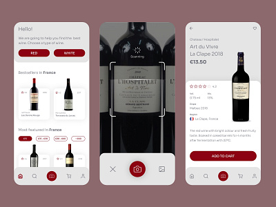 UI UX Inspiration - N. 22 - Wine Scan & Shop app adobexd app design inspiration interface interface design scanning ui design uiux uiuxdesigner uxdesign wine winery
