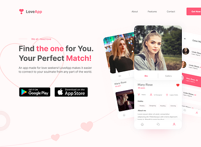 LoveApp landing page design minimal ui ux web website