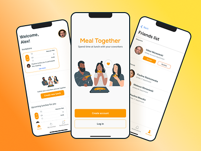 Meeting app for eating together "Meal Together" app concept dating app design home screen mobile ui ui design ux ux design uxui design