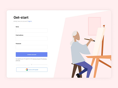 Painting sign-up dailyui drawing get start log in log in painting pink sign in sign in sign up sign up