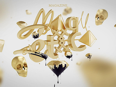 Magnética Illustration 3d cinema 4d dropping ink filipe aparicio golden illustration skulls