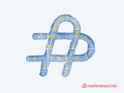 We Love Social - Portuguese lifestyle blue hand painted hashtag illustration lisbon logo portuguese tiles we love social