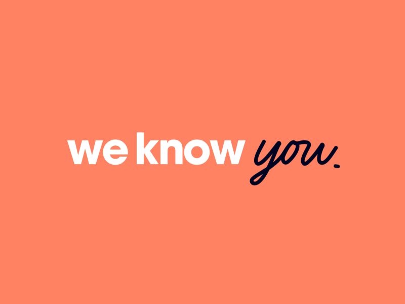 we know you. - rebranding animation design design studio gif lettering logo loop orange script