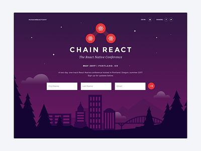 Chain React - The React Native Conference illustration landing page portland web
