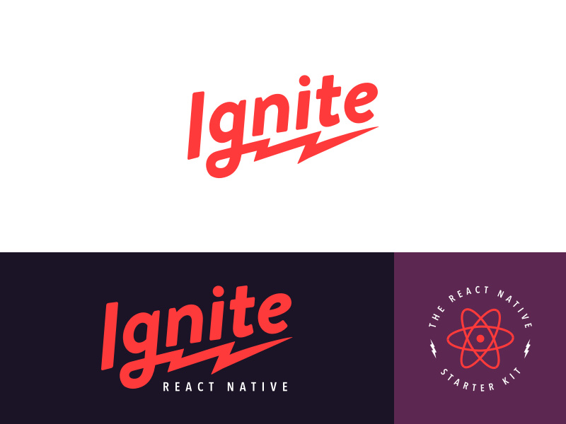 Ignite Logo badge logotype atom electric lightning rebrand logo react native