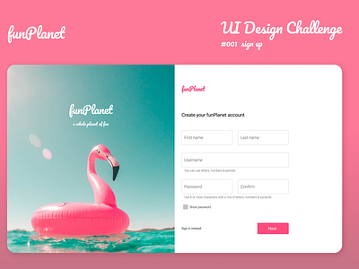 funPlanet UI - UI Design Challenge 001 #DailyUI