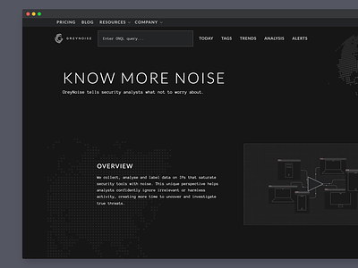GreyNoise marketing website background header map web design