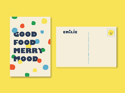 Emilie Postcard branding colors copywriting design food postcard restaurant branding