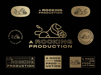 A Rocking Production Logo branding film gold identity lion logo logo system logomark mark production production company