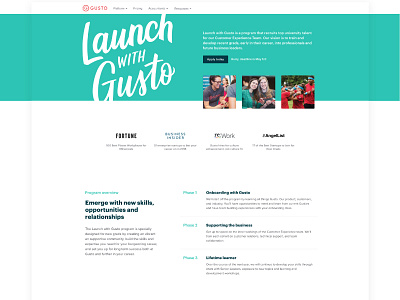 Launch with Gusto landing page