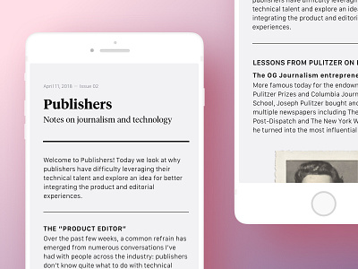 Publishers Mobile branding identity iphone newsletter publishers serif typography