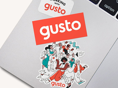 Gusto stickers gusto illustration rebrand stickers swag