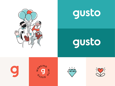 Gusto's new brand illustration logo logotype rebrand rebranding redesign