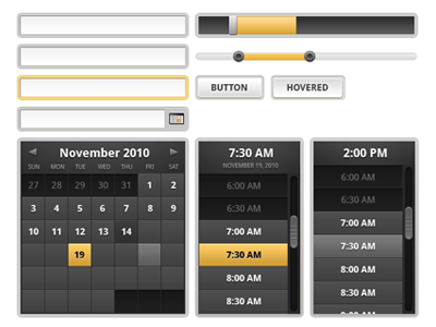 User Interface Controls bar date hover picker scroll selector slider time ui