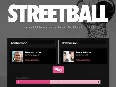 Streetball: a small dribbble API application api bar chart compare dribbble ui