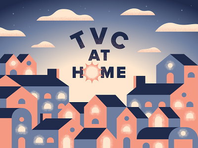 TVC at Home blue church design home house illustration jesus light peach sky sun vector window
