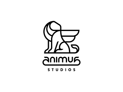 Animus Studios Branding black and white branding lion logo studio vector wings