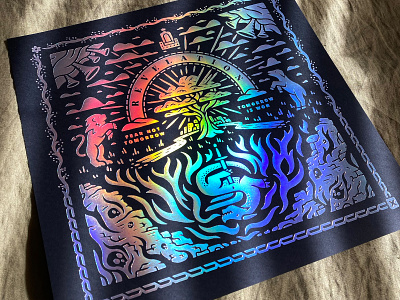 Revelation Art Print art clouds design dragon end fear not fire foil hand drawn hell holographic illustration jesus lion revelation skull tomorrow tree