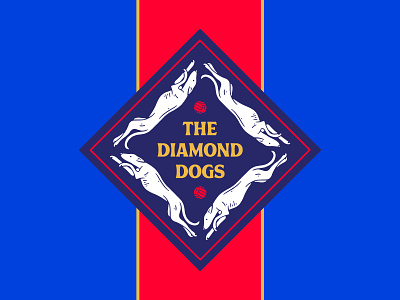 If you know, you know. apple tv art blue diamond dogs futbol is life grayhound illustration red ted lasso vector yellow