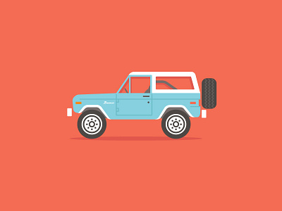 Broncos are neat... blue bronco clean illustration red truck vintage white