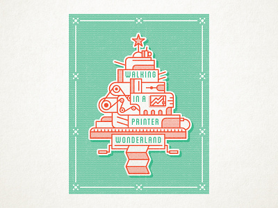 Tree printer Christmas card christmas green printer red tree