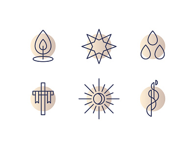 Church Calendar Icons advent blood drops candle cross easter epiphany holy spirit lent line work pentecost resurrection star