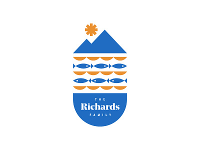 The Richards Family Reunion Shirt blue fish mountain orange sun water