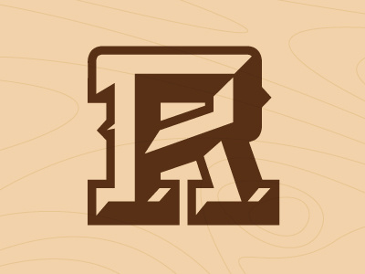 R brown letters logo r wood work