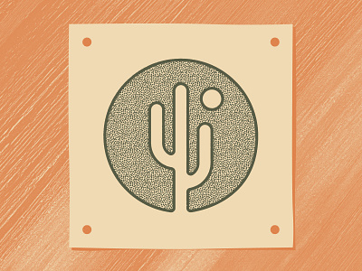 Cactus Art cactus circle cream green orange stipple sun texture