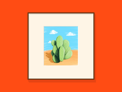 Cactus art blue brown cactus clouds frame fun green prickly pear procreate red shadow