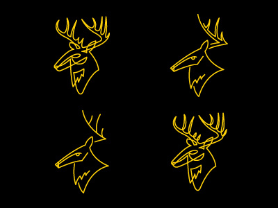 Deer Idea's animal black contour line drawing deer logo yellow