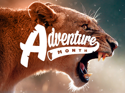 Adventure Month Logo adventure blue lion red