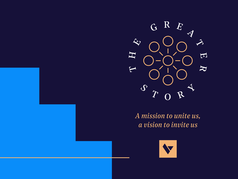 The Greater Story Branding blue blue and white branding clean design gold jesus logo mission navy vision