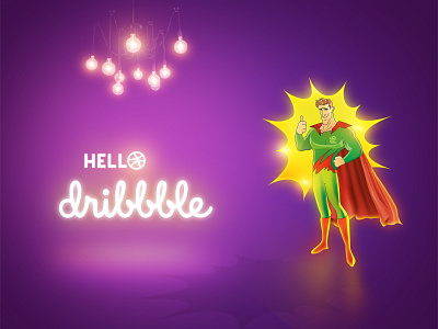 Hello Dribbble! characterdesign freebies hello dribble indian lightning mascot mascotlogo new character superhero toys