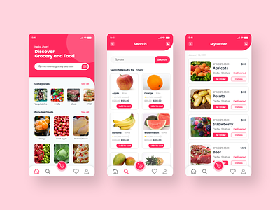 Grocery Shopping App UI clean clean ui design grocery list grocery store minimal online grocery online shop shopping shopping app shopping list shopping store ui design uiux ux