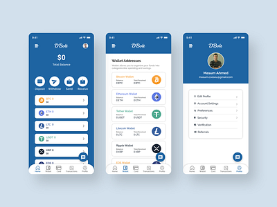 Crypto Currency Wallet App app design clean clean ui crypto exchange crypto trading crypto wallet design finance app finances minimal ui design uiux ux