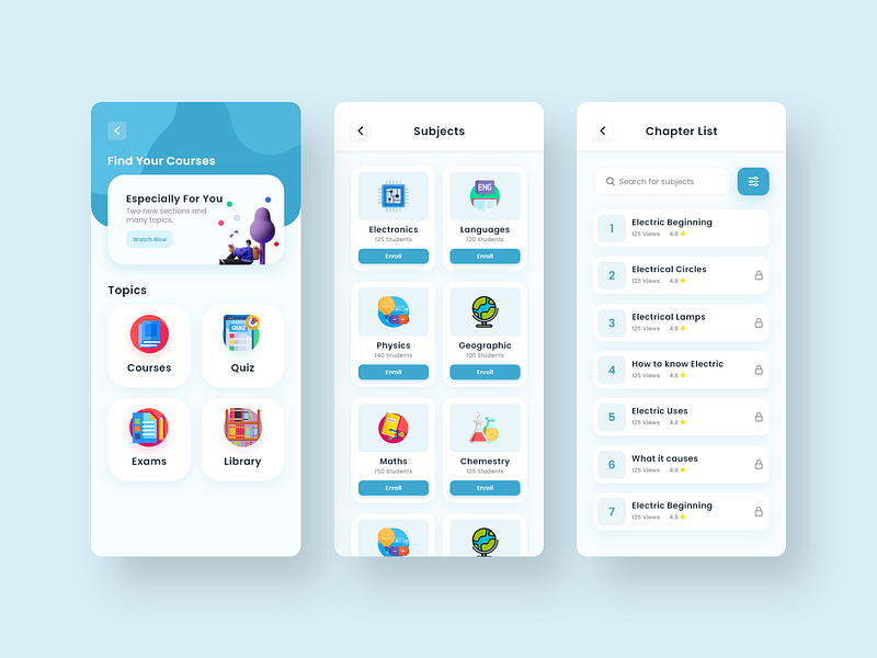 E-Learning App UI by Masum Ahmed on Dribbble