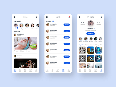 Social Media App Design app landing page app landing page stories clean clean ui design ios app design logo minimal mobile modern ui social social media app social network socialmedia trend 2022 ui ui design uiux ux