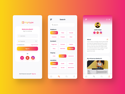 HigHype - Social Media App app app landing page chat clean design easy ios app design logo minimal mobile mobile social app modern ui search social social network socialmedia stories ui ux web