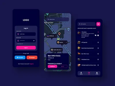 Bar Finding App app barapp barfinding cafe cafeapp clean clean ui colors design figma figmadesign ios minimal trend 2022 trendy design ui ui design uidesign uiux ux