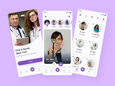 Scrubs - Dating app for Medical Professionals app chat chatting chatting app date dates dating dating app dating app design datingapp doctor app ios medical app message message app minimal partner social app tinder uiux