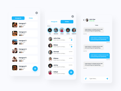 Chatting Mobile App app chat chat app chatting clean community design flat full color group chat interface ios app messages minimal minimalist mobile app social ui ux video call